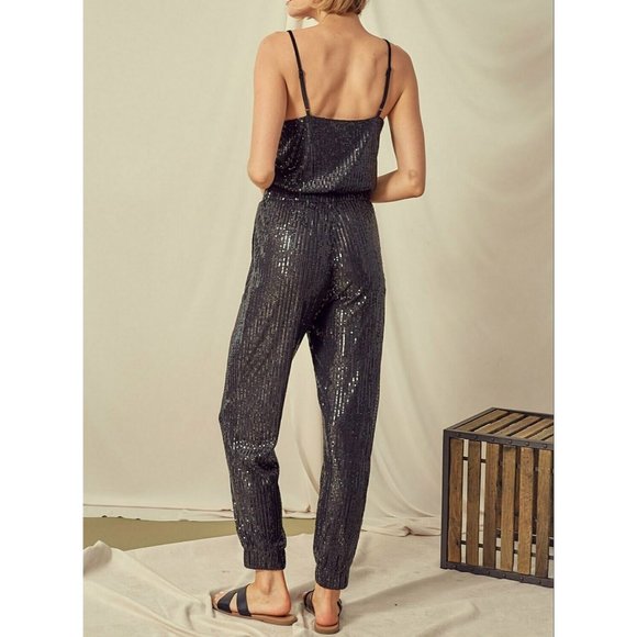 Mustard Seed Pants & Jumpsuits Mustard Seed Black Sequin Jumpsuit